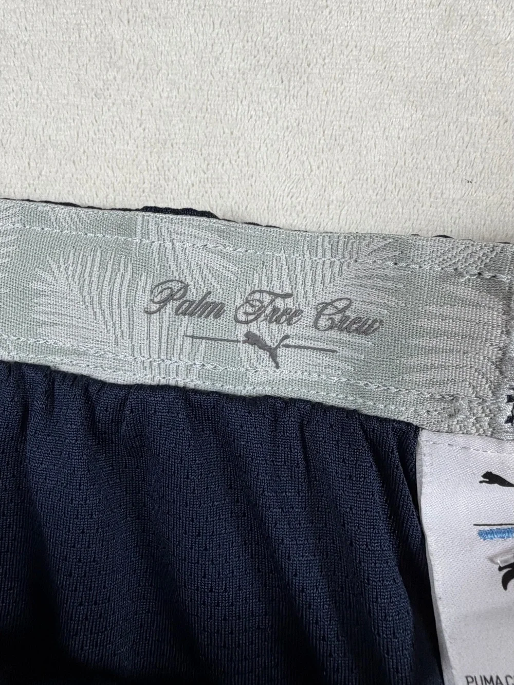 Puma Palm Tree Crew Size Small Men's Navy Blue Athletic Mesh Shorts